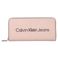 Calvin Klein SCULPTED MONO ZIP AROUND Dámská peněženka, lososová, velikost
