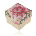 Papírová krabička na prsten nebo náušnice, perleťovo-béžová s růžovým květem