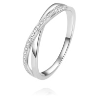 Beneto Půvabný dvojitý prsten ze stříbra se zirkony AGG225_2