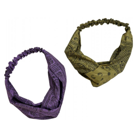 Bandana Print Headband 2-Pack - lilac/olive Urban Classics