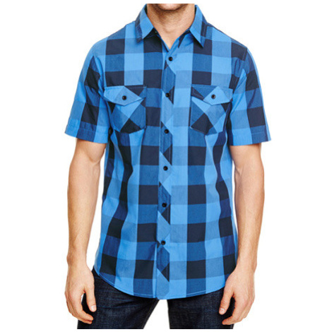Burnside Pánská košile s krátkým rukávem BU9203 Black - Blue -Checked