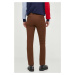 Kalhoty Polo Ralph Lauren pánské, hnědá barva, přiléhavé
