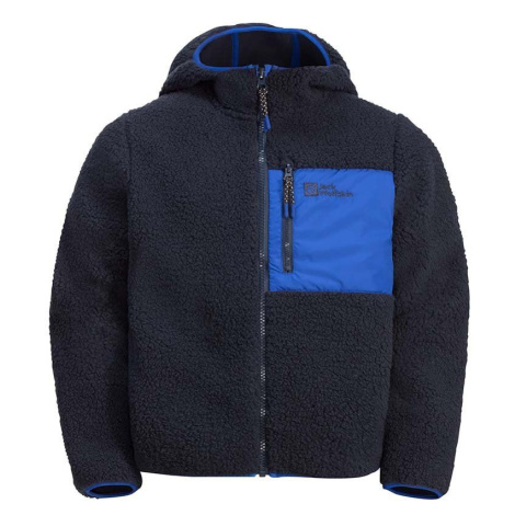 Dětská mikina Jack Wolfskin ICE CURL HOOD černá barva, s kapucí, hladká