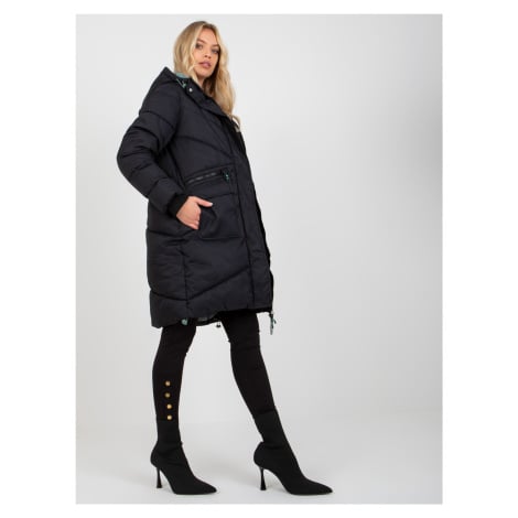 Černá FRESH MADE dlouhá dámská zimní bunda s kapucí Fashionhunters