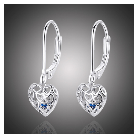 GRACE Silver Jewellery Stříbrné náušnice se zirkony Robyn, stříbro 925/1000, srdce E-SCE746/29 S