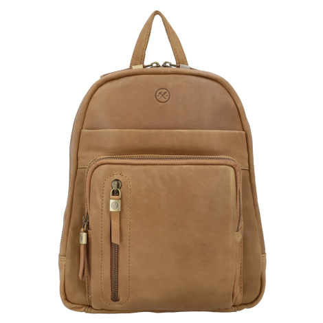 Hide & Stitches Hnědý malý prošivaný batoh z pravé kůže "Racio" 5L