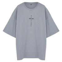 Trendyol Plus Size Gray Oversize Comfortable Printed 100% Cotton T-Shirt