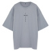 Trendyol Men's Plus Size Gray Oversize Comfort Printed 100% Cotton T-Shirt