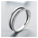 Y0154 Stříbrný dvojitý prsten se zirkony ČERNÝ