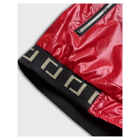 Krátká červená dámská bunda s kapucí (B9787-4) S'WEST