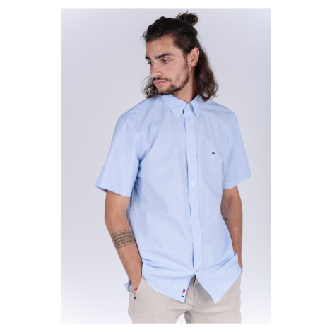 Tommy Hilfiger Shirt - FLEX CO/LI PINSTRIPE SHIRT S/S pale blue