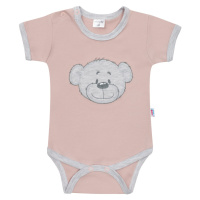 Kojenecké bavlněné body s krátkým rukávem New Baby BrumBrum old pink grey