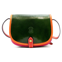 Kožená crossbody kabelka Florence 49 zelená / oranžová