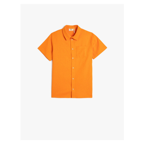 Koton Linen Shirt Short Sleeve Pocket Detailed