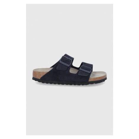 Semišové pantofle Birkenstock Arizona dámské, tmavomodrá barva, 1020716-Midnight