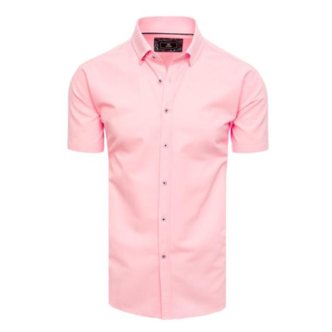 Pánská růžová košile s krátkým rukávem v akci DStreet