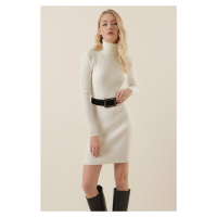 Bigdart Women's White Turtleneck Knitwear Dress