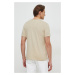 Bavlněné tričko Sisley béžová barva