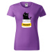DOBRÝ TRIKO Dámské tričko s potiskem s kočkou ANTIDEPRESIVA Barva: Fialová
