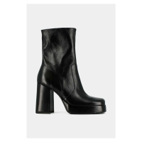 Kožené kotníkové boty Jonak BEN CUIR VIEILLI dámské, černá barva, na podpatku, 3500036