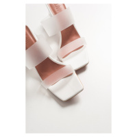 LuviShoes Women's White Skin Heels, Transparent Women's Slippers 123