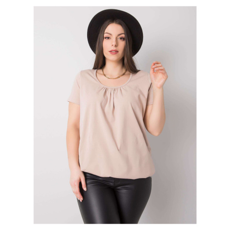 Béžové dámské tričko s krátkým rukávem -beige Béžová BASIC