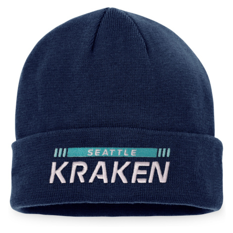 Seattle Kraken zimní čepice Authentic Pro Game & Train Cuffed Knit Traditional Navy Fanatics