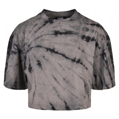 Ladies Oversized Cropped Tie Dye Tee - black/asphalt Urban Classics