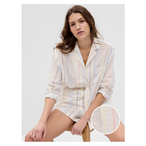 Krémová dámská pruhovaná pyžamová košile GAP