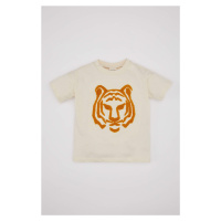 DEFACTO Baby Boy Crew Neck Tiger Pattern Short Sleeve T-Shirt