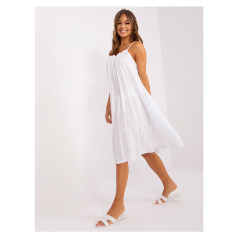 Bílé letní šaty na ramínka OCH BELLA Fashionhunters