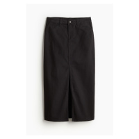 H & M - Keprová sukně s rozparkem - černá