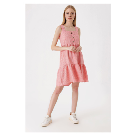 Letní šaty Bigdart 2385 Square Neck - růžové