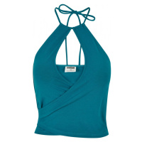 Ladies Short Wraped Neckholder Top - watergreen