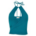 Ladies Short Wraped Neckholder Top - watergreen