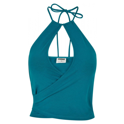 Ladies Short Wraped Neckholder Top - watergreen Urban Classics