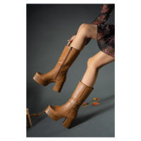 Riccon Tan Skin Women's High Heeled Boots 0012690
