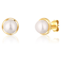 JwL Luxury Pearls Pozlacené náušnice s říční perlou JL0735