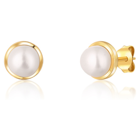 JwL Luxury Pearls Pozlacené náušnice s říční perlou JL0735