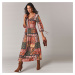 Blancheporte Dlouhé šaty v patchwork designu karamelová/rezavá