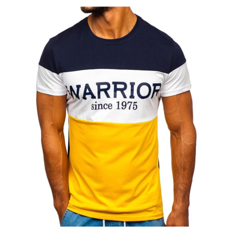 Pánské tričko s potiskem "WARRIOR" 100693 - žlutá Kesi