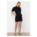 Trendyol Black Belted Shirt Collar Mini Woven Jumpsuit