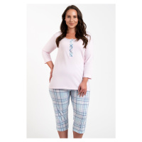 Dámské pyžamo Italian Fashion Allison - třičtvrteční bavlněné Růžovo-modrá