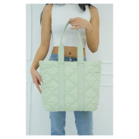 Madamra Green Women's Quilted Pattern Puff Bag