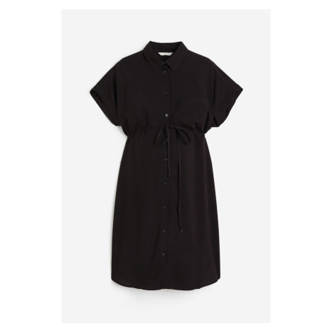 H & M - MAMA Košilové šaty's vázacím páskem - černá H&M