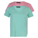 Trendyol Pink-Mint Single Jersey V-Neck 2-Pack Knitted T-Shirt