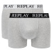 Replay Boxerky Boxer Style 01/C Basic Cuff Logo 2Pcs Box - Medium Grey Mel/White - Pánské