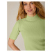 Blancheporte Žebrovaný pulovr s krátkými rukávy zelenkavá