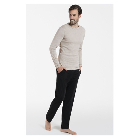 Pánské pyžamo Italian Fashion Zermat - bavlna Béžovo-černá
