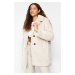 Trendyol Ecru Oversize Wide Cut Plush Coat